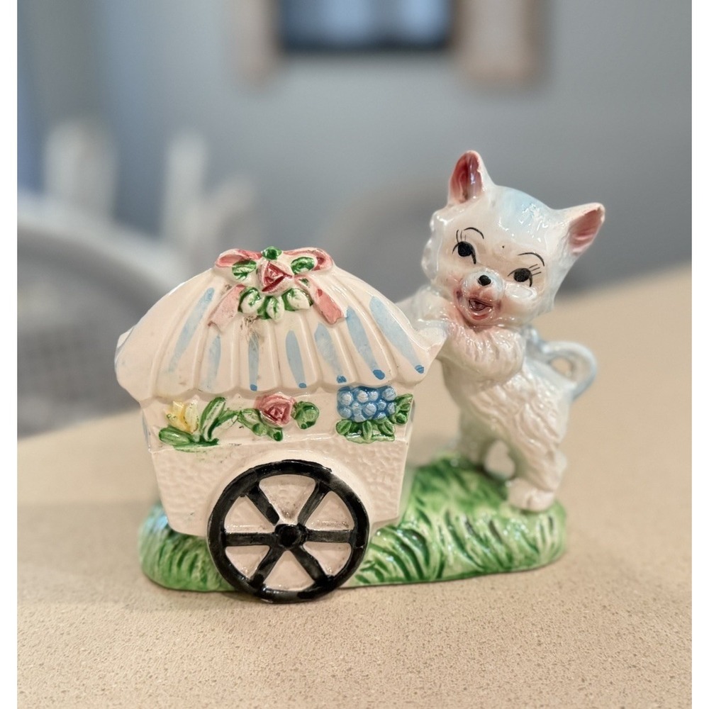 Vintage Kitty Relpo Japanese Ceramic Planter Pot Ornament 1960's Nursery Decor